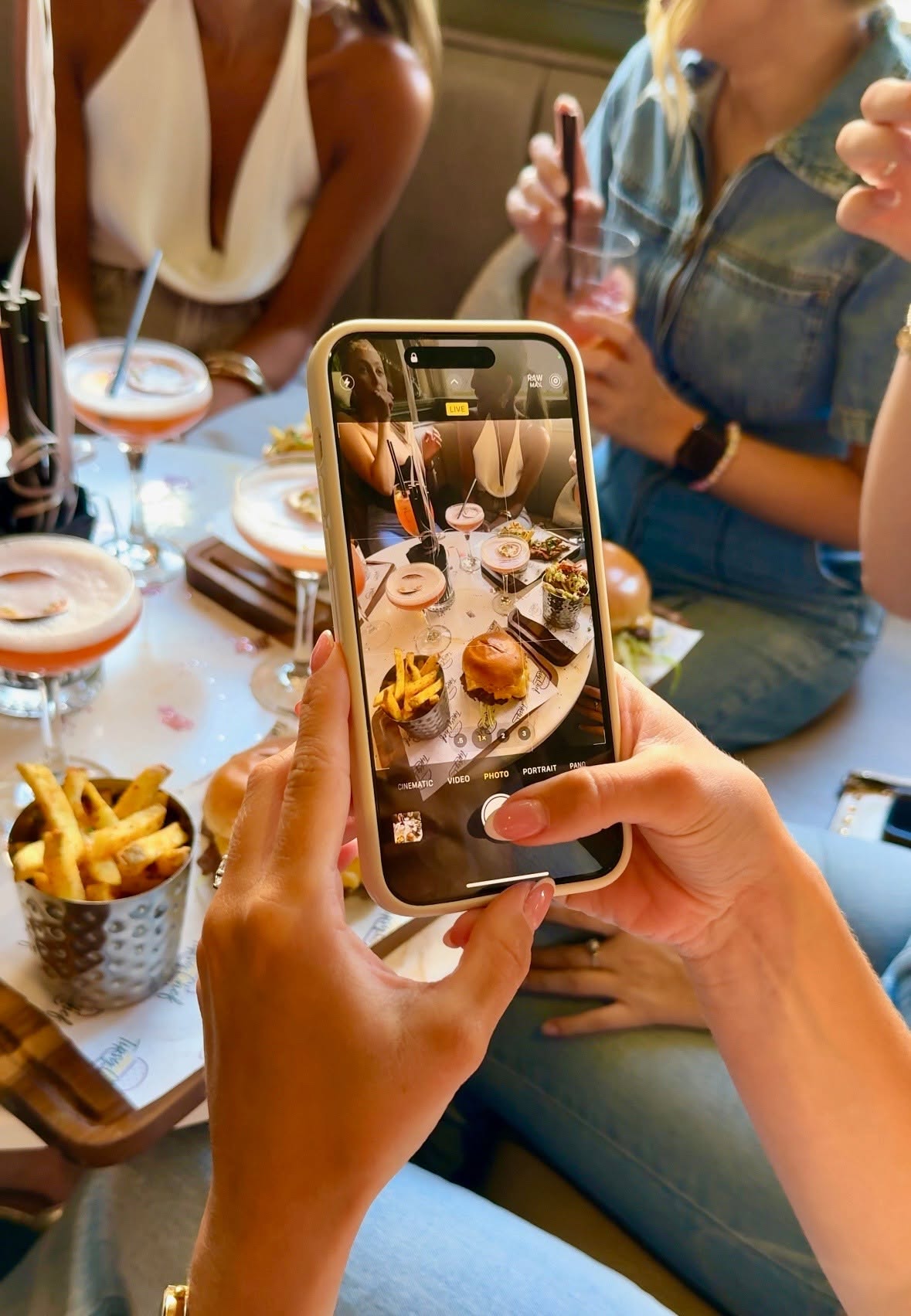 Snapping photos of the table before the first sip